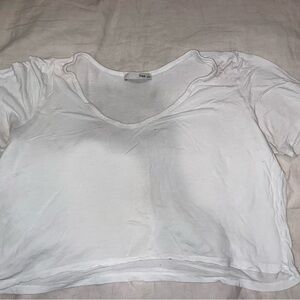 Free People White V-Neck Crop Top